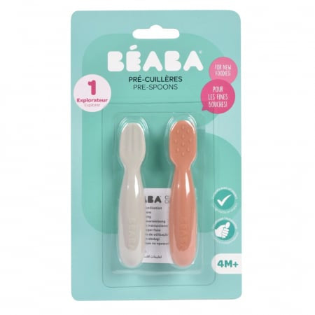 Set 2 linguri silicon Beaba Terracotta Velvet Grey