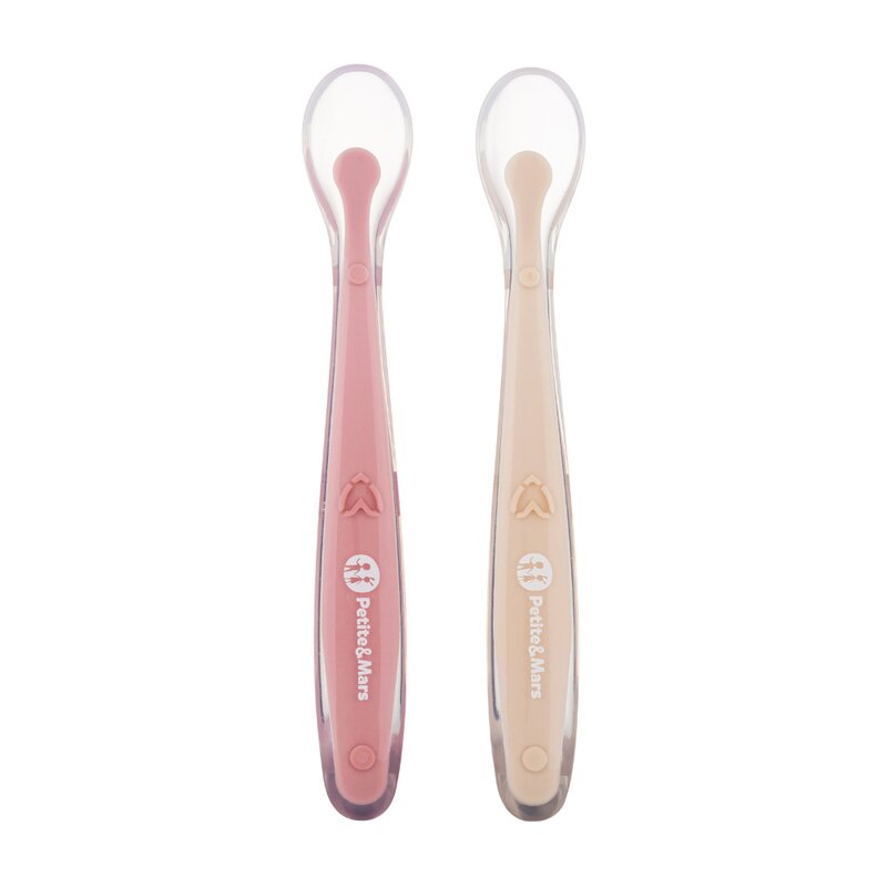 Set 2 lingurițe Petite&Mars Take&Match Roz/Bej cu cutie de depozitare