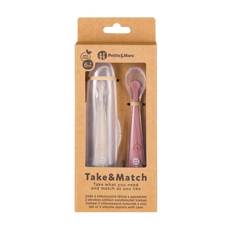 Set 2 lingurițe Petite&Mars Take&Match - detaliu design ergonomic din silicon