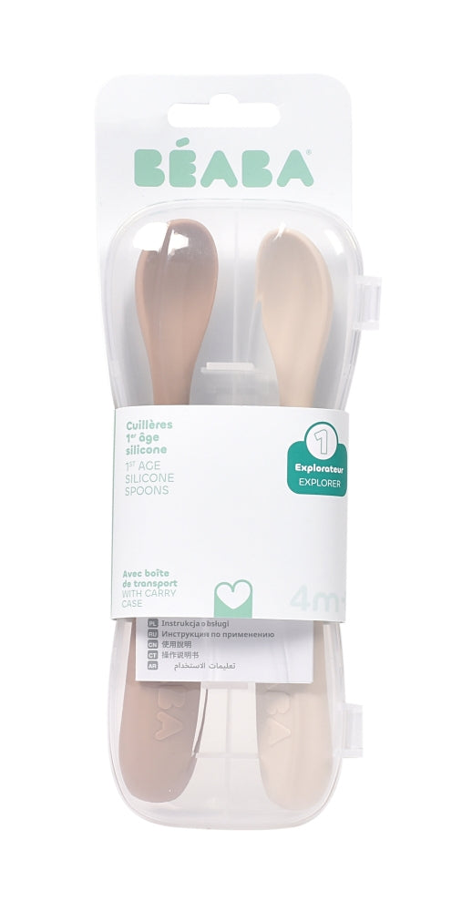Set 2 lingurite silicon +4 luni Beaba Clay