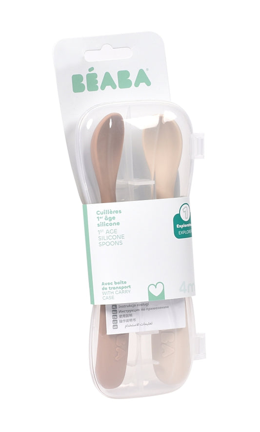 Set 2 lingurite silicon +4 luni Beaba Clay