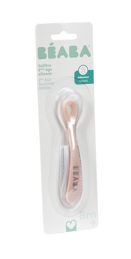 Set 2 Lingurite Silicon Beaba 8 Luni Cotton Candy Ergonomice