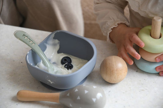 Set 2 Lingurite Silicon Beaba 8 Luni Misty Green Ergonomice