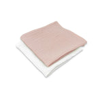 Set 2 museline Qmini 30x30 cm, Roz pudrat și Crem