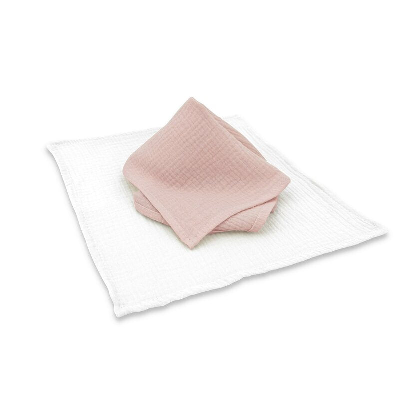 Set 2 museline Qmini 30x30 cm, Roz pudrat și Crem