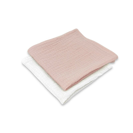 Set 2 museline, Qmini, Multifunctionale, Din material certificat Oeko Tex Standard 100, 30x30 cm, Powder Pink si Cream