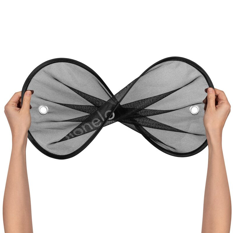 Set 2 parasolare auto, Lionelo, Sunshade, Universal, Cu ventuze, Include saculet depozitare, 44x38 cm, Negru