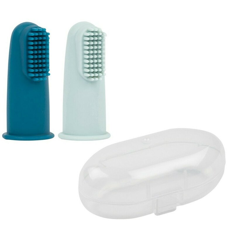 Set 2 Periute de Dinti pentru Deget Nattou Silicon Moale Fara BPA 0 luni+