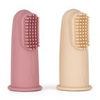 Set 2 periute de dinti pentru deget din silicon Petite&Mars cu cutie de depozitare Roz/Bej, imagine 2