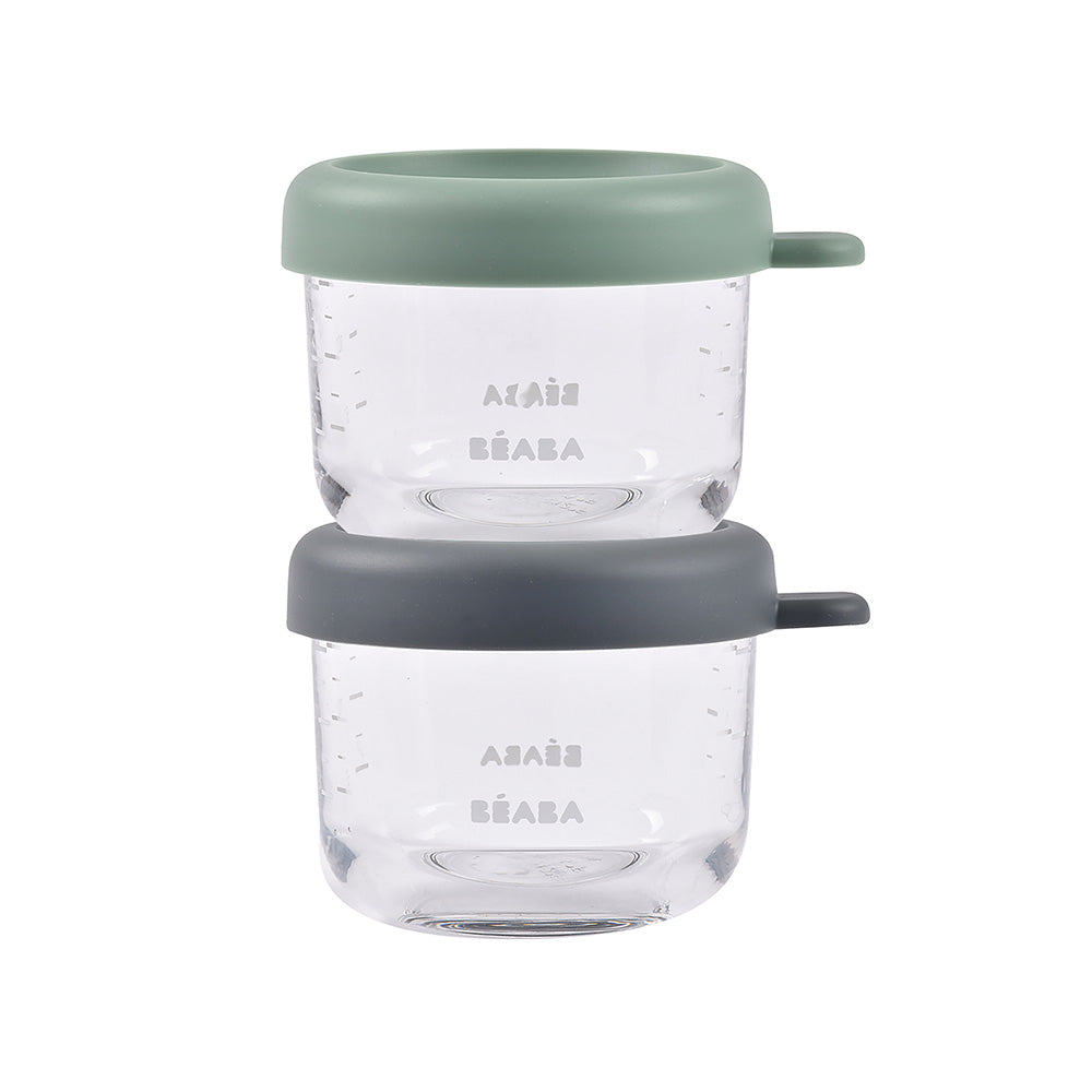 Set 2 recipiente ermetice sticla Beaba 150 ml Mineral Sage Green