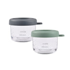 Set 2 recipiente ermetice din sticla Beaba 150 ml Mineral / Sage Green
