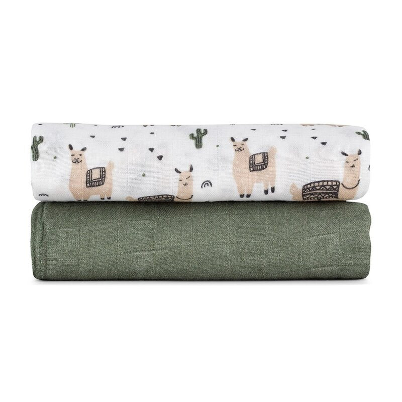 Set 2 scutece, Petite&Mars, Misty, Din muselina de bambus, Hipoalergenice, Dimensiuni mari, 120 x 120 cm, Certificate Oeko Tex Standard 100, Lama Vibes