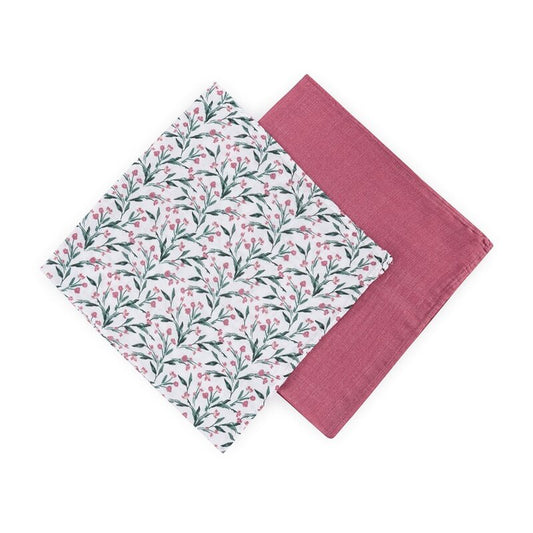 Set 2 scutece, Petite&Mars, Misty, Din muselina de bambus, Hipoalergenice, Dimensiuni mari, 120 x 120 cm, Certificate Oeko Tex Standard 100, Pink Meadow