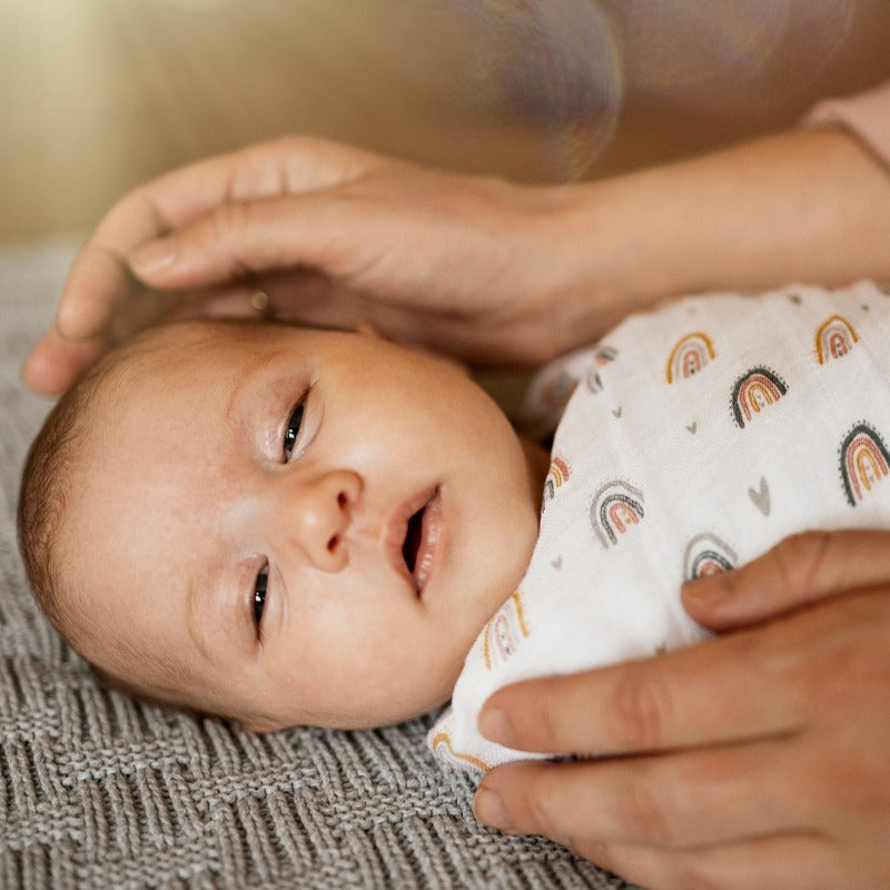 Set 2 scutece, Petite&Mars, Misty Rose Rainbow, Din muselina de bambus, Hipoalergenice, Dimensiuni mari 120 x 120 cm, Certificate Oeko Tex Standard 100, Multicolor