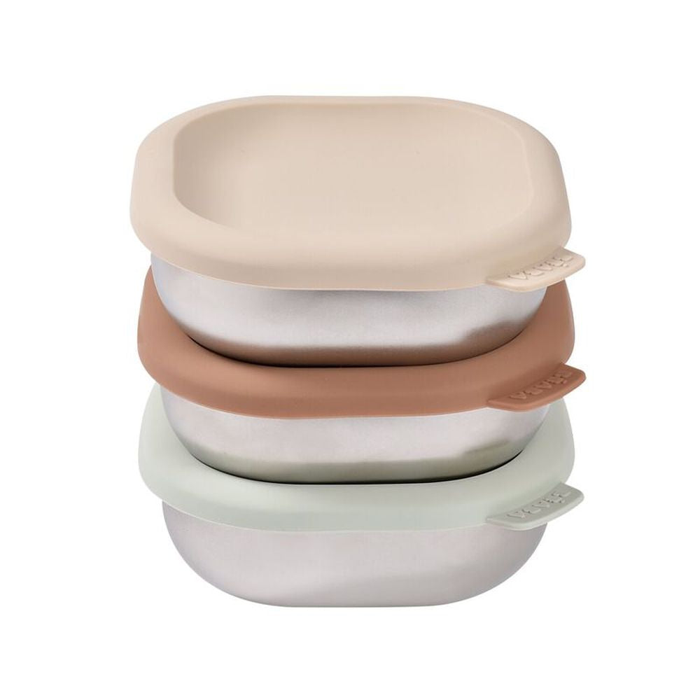 Set 3 caserole pentru gustari Beaba din otel inoxidabil