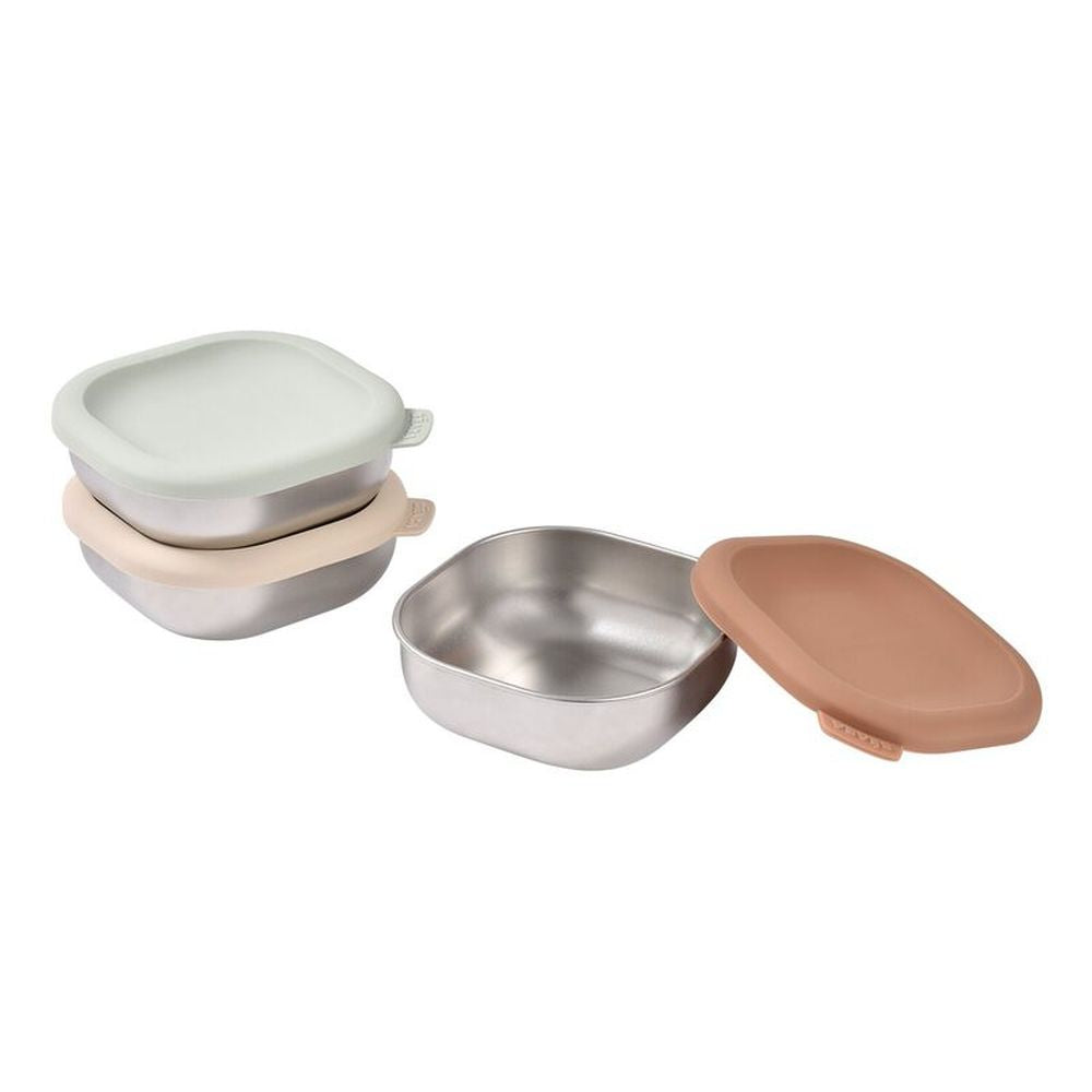 Set 3 caserole pentru gustari Beaba din otel inoxidabil