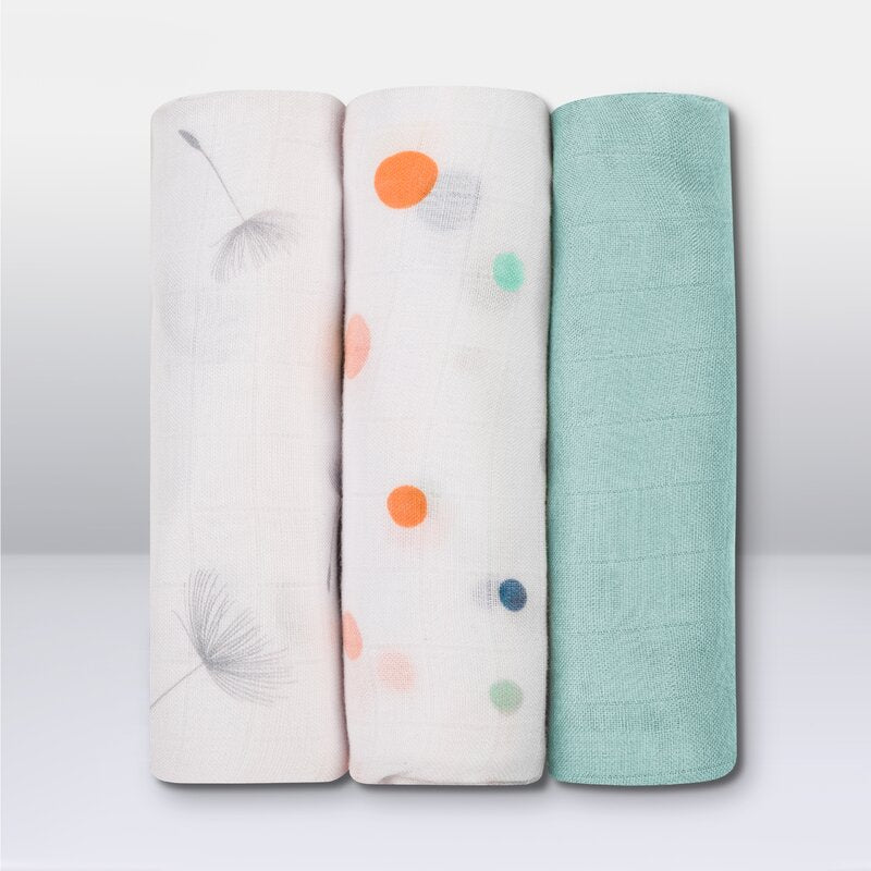 Set 3 museline, Lionelo, Dot, Multifunctionale, Din bambus, Ideale pentru infasat, Cu proprietati antibacteriene, antifungice si antialergice, Lavabile la masina de spalat, 70x70 cm, Multicolor