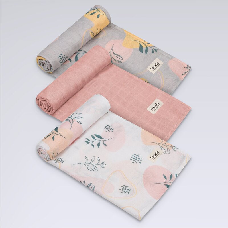 Set 3 museline Lionelo Bamboo Set Leaf – trei imprimeuri Leaf