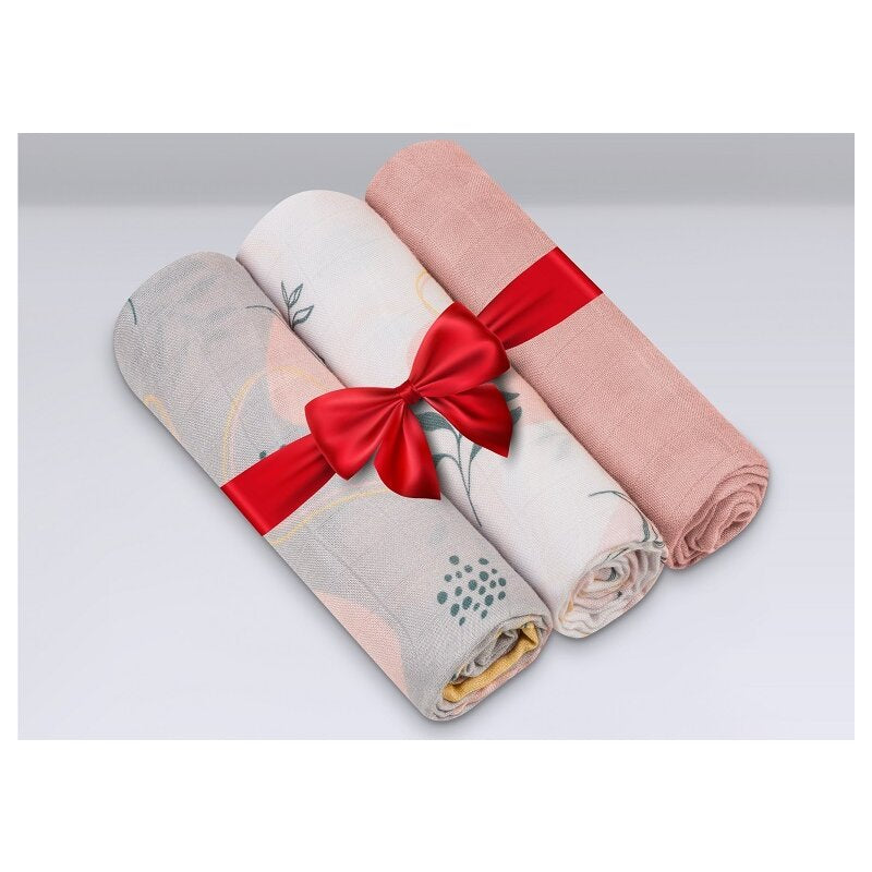 Set 3 museline, Lionelo, Leaf, Multifunctionale, Din bambus, Ideale pentru infasat, Cu proprietati antibacteriene, antifungice si antialergice, Lavabile la masina de spalat, 70x70 cm, Multicolor