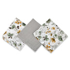 Set 3 museline Qmini 30x30 cm, Botanica și Gri