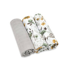 Set 3 museline Qmini 75x75 cm, Botanica și Gri