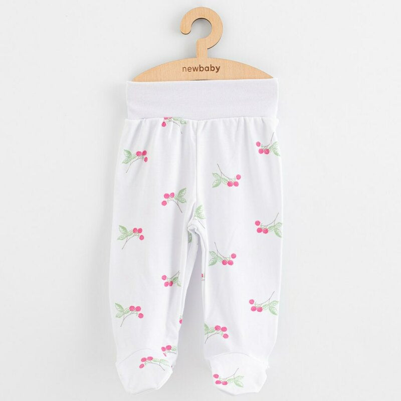 Set 3 pantalonasi New Baby Classic II 56, Roz Cirese – perechea albă cu cireșe