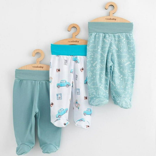 Set 3 Piese New Baby Classic II Pantaloni cu Botoșei | Mărimea 56 | Bumbac 100%