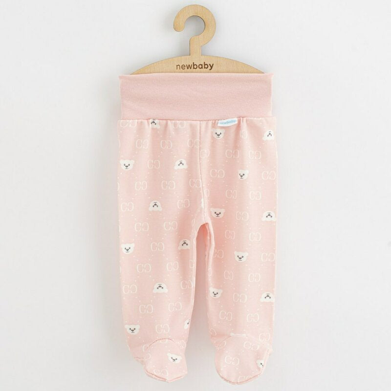 Set 3 piese, New Baby, Classic II, Include 3 perechi de pantalonasi cu botosei, Marime 56, Din bumbac 100%, Pink