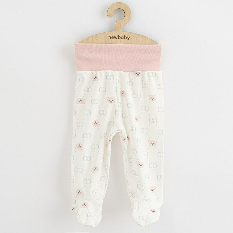 Set 3 piese, New Baby, Classic II, Include 3 perechi de pantalonasi cu botosei, Marime 56, Din bumbac 100%, Pink