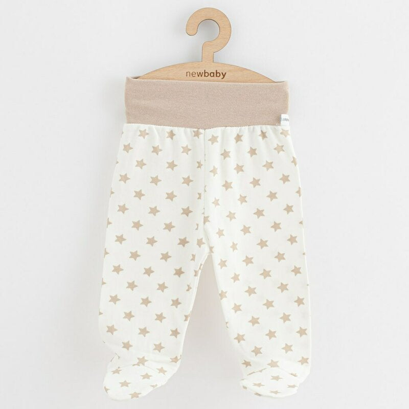 Set 3 piese, New Baby, Classic II, Include 3 perechi de pantalonasi cu botosei, Marime 62, Din bumbac 100%, Beige