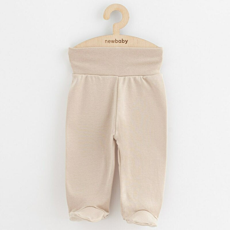 Set 3 piese, New Baby, Classic II, Include 3 perechi de pantalonasi cu botosei, Marime 62, Din bumbac 100%, Beige