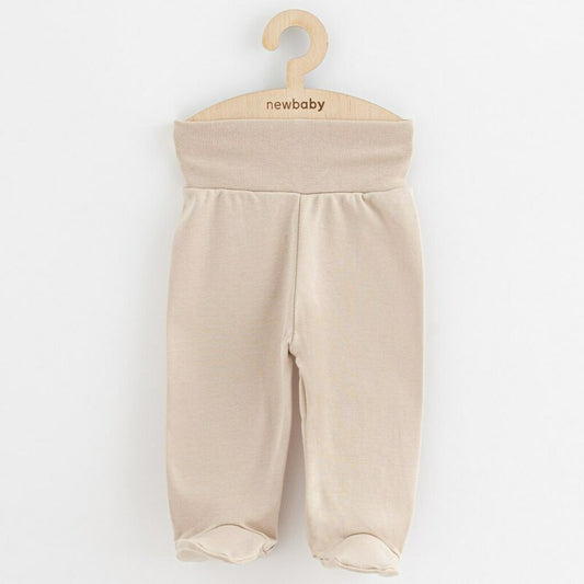 Set 3 piese, New Baby, Classic II, Include 3 perechi de pantalonasi cu botosei, Marime 68, Din bumbac 100%, Beige