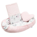 Baby nest New Baby Luxury Minky Bears 75x55 cm, Roz – setul cu păturică și pernuță