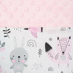Baby nest New Baby Luxury Minky Bears 75x55 cm, Roz – textura Minky și imprimeul cu animale