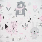 Baby nest New Baby Luxury Minky Bears 75x55 cm, Roz – detaliu al imprimeului cu animale