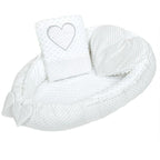 Baby nest New Baby Luxury Minky Heart 75x55 cm, Alb – setul întors pe cealaltă față