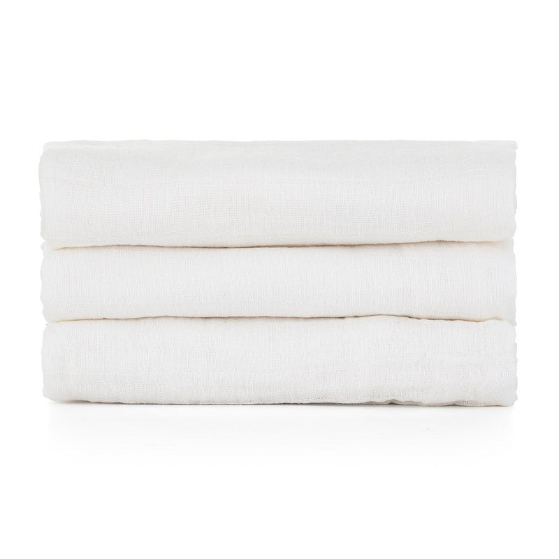 Set 3 scutece, Feedo, Din muselina, Multifunctionale, Din bumbac certificat Oeko-Tex Standard 100, 68x68 cm, 0 luni+, Alb