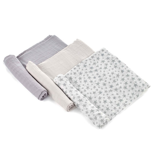 Set 3 scutece, Jane, Din muselina de bambus, Hipoalergenice, 80 x 80 cm, Star