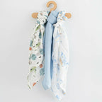 Set 3 scutece, New Baby, Multifunctionale, Din bumbac 100%, Material certificate Oeko Tex Standard 100, 70x80 cm, Multicolor, Boy