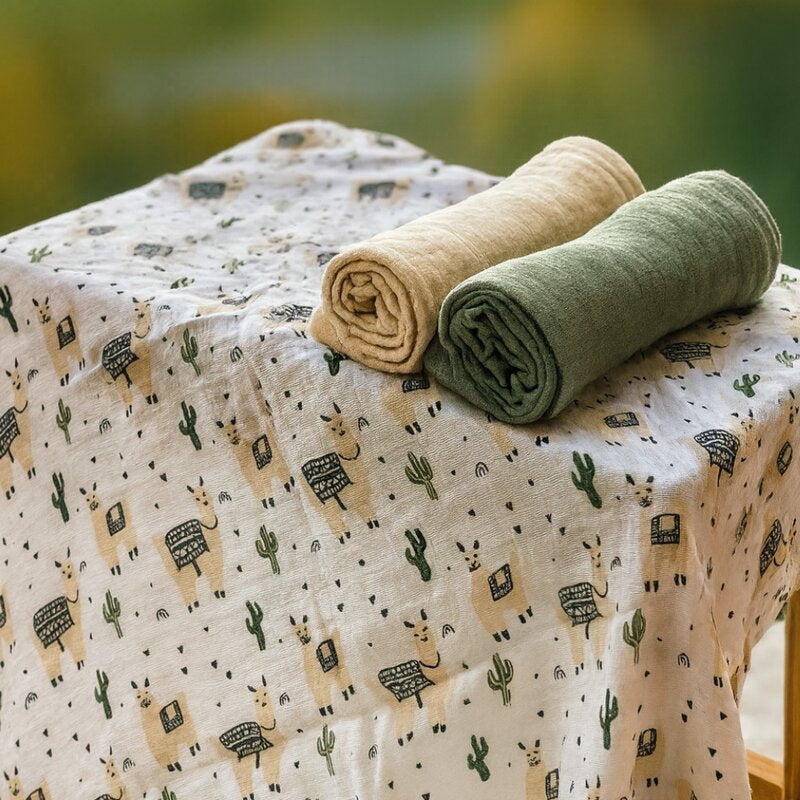 Set 3 scutece, Petite&Mars, Moussy, Din muselina de bambus, Hipoalergenice, 68 x 68 cm, Certificate Oeko Tex Standard 100, Botanic Tones