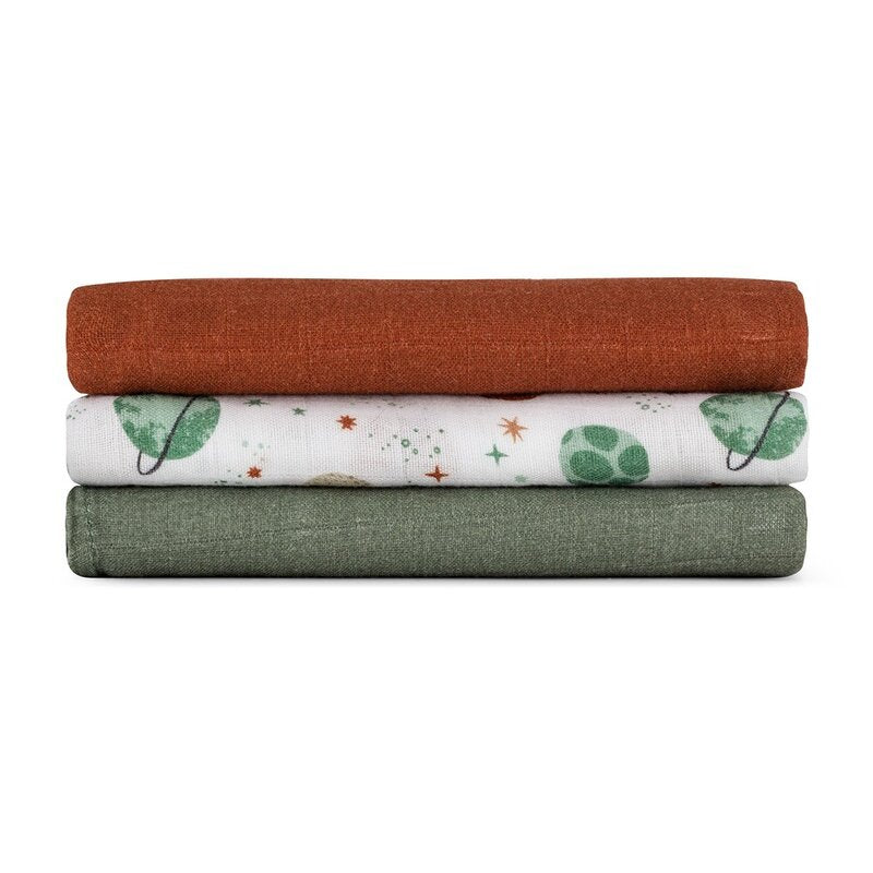 Set 3 scutece, Petite&Mars, Moussy, Din muselina de bambus, Hipoalergenice, 68 x 68 cm, Certificate Oeko Tex Standard 100, Celestial Planets