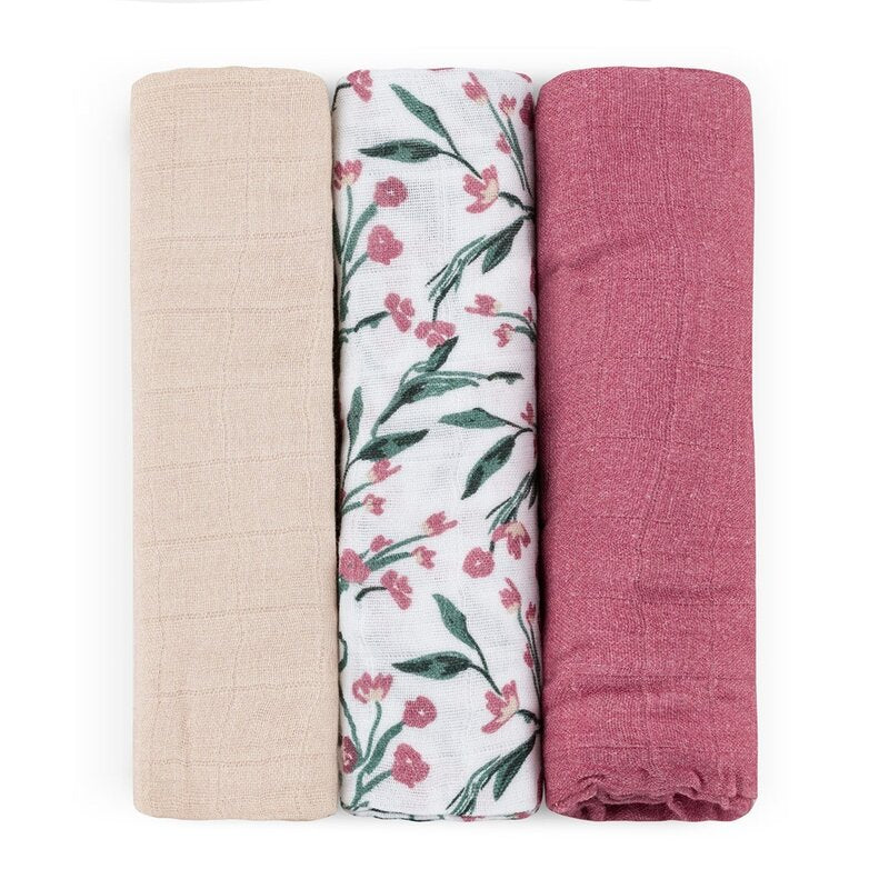 Set 3 scutece Petite&Mars Moussy 68x68 Pink Meadow, imagine 1