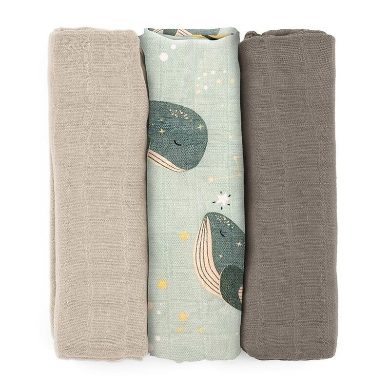 Set 3 scutece Petite&Mars Moussy 68x68 Whale Song, imagine 1