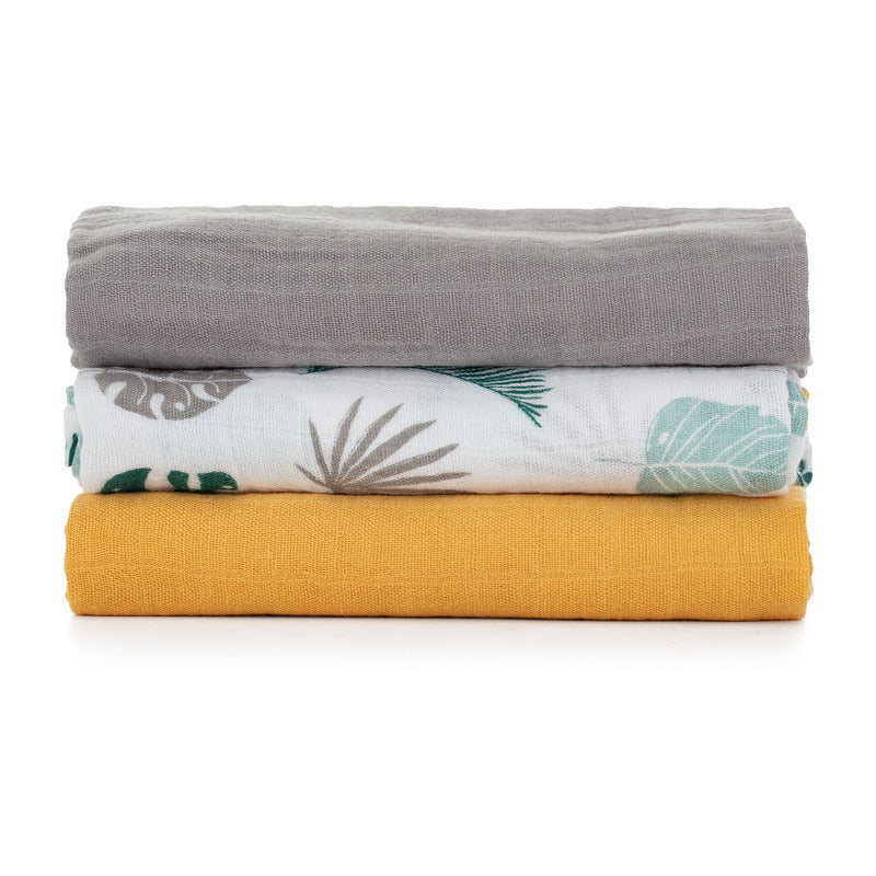 Set 3 scutece Petite&Mars Moussy 68x68 Ochre Leaves, imagine 3