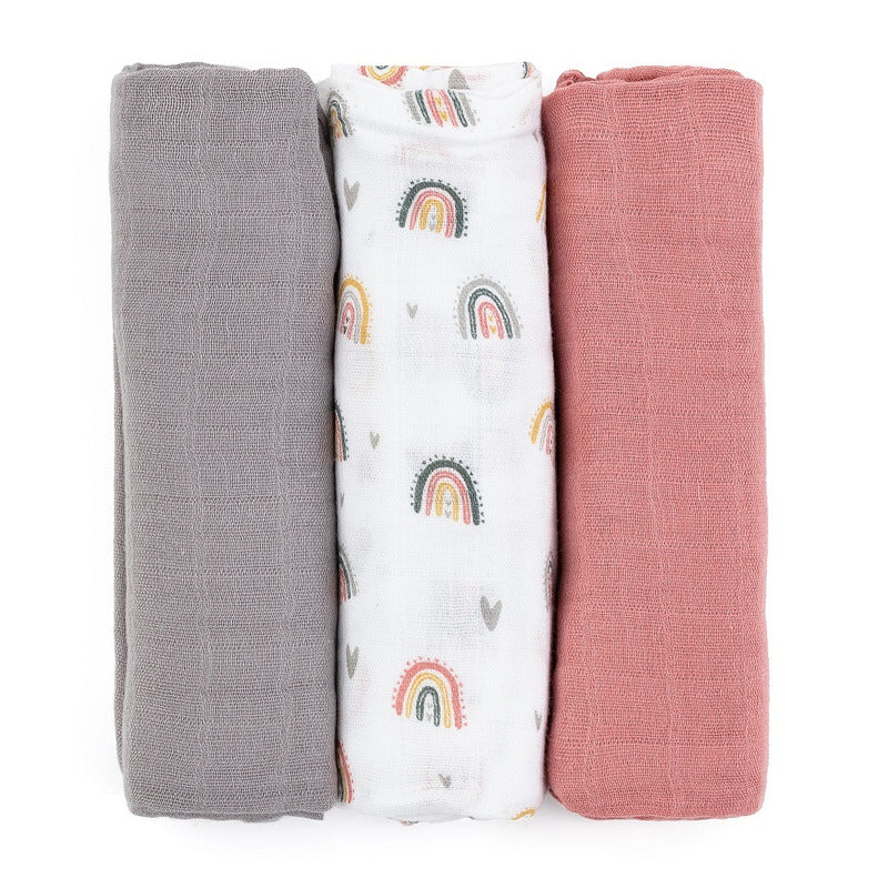 Set 3 scutece Petite&Mars Moussy 68x68 Rose Rainbow, imagine 2