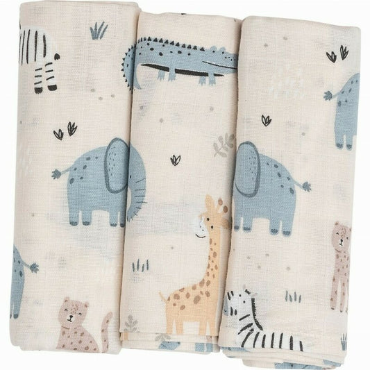 Set 3 Scutece Tetra Bubaba din Bumbac 80x80 cm Beige Safari