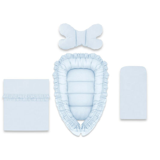 Set 4 în 1 Coșuleț Bebeluș MimiNu Baby Cocoon 75x55 cm Royal Blue | Bumbac Oeko-Tex