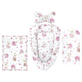 Set Baby Cocoon MimiNu 4 piese 75x55 cm, model Pink Ballerina