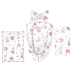 Set Baby Cocoon MimiNu 4 piese 75x55 cm, model Pink Ballerina