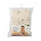 Set 4 lavete, Bubaba, Din muselina, Dimensiune 40x40 cm, Pentru spalarea si ingrijirea fetei si a corpului bebelusului dupa masa sau baita, Green/Beige